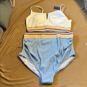 Maternity Colorful Striped two Piece Swimsuit